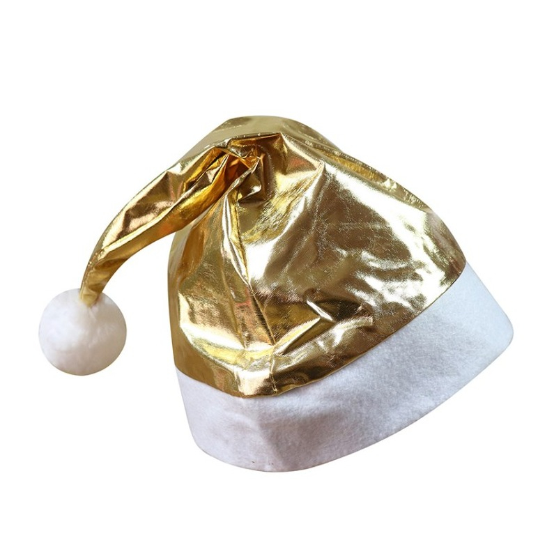 (28x38cm) Glänzende Nikolausmütze Santa Clause Weihnachtsmütze Christmas Accessoire für Erwachsene - Gold