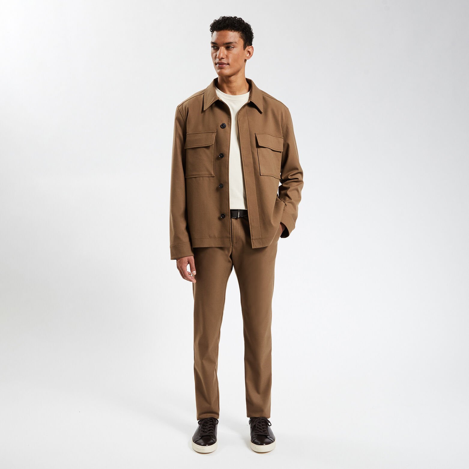 Surchemise regular unie polyester recyclé Camel