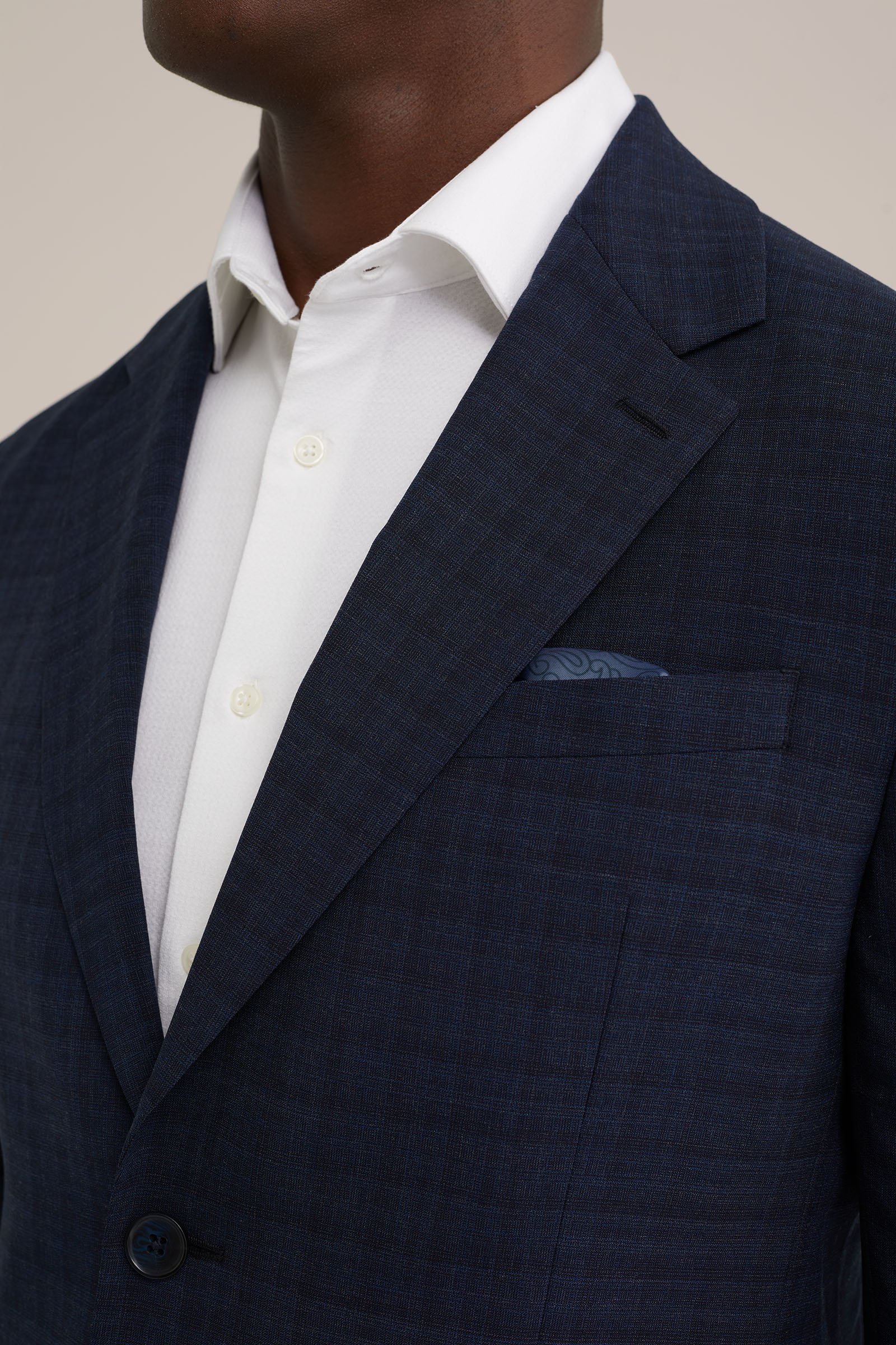 premium slim fit blazer met ruitdessin WE Fashion Donkerblauw