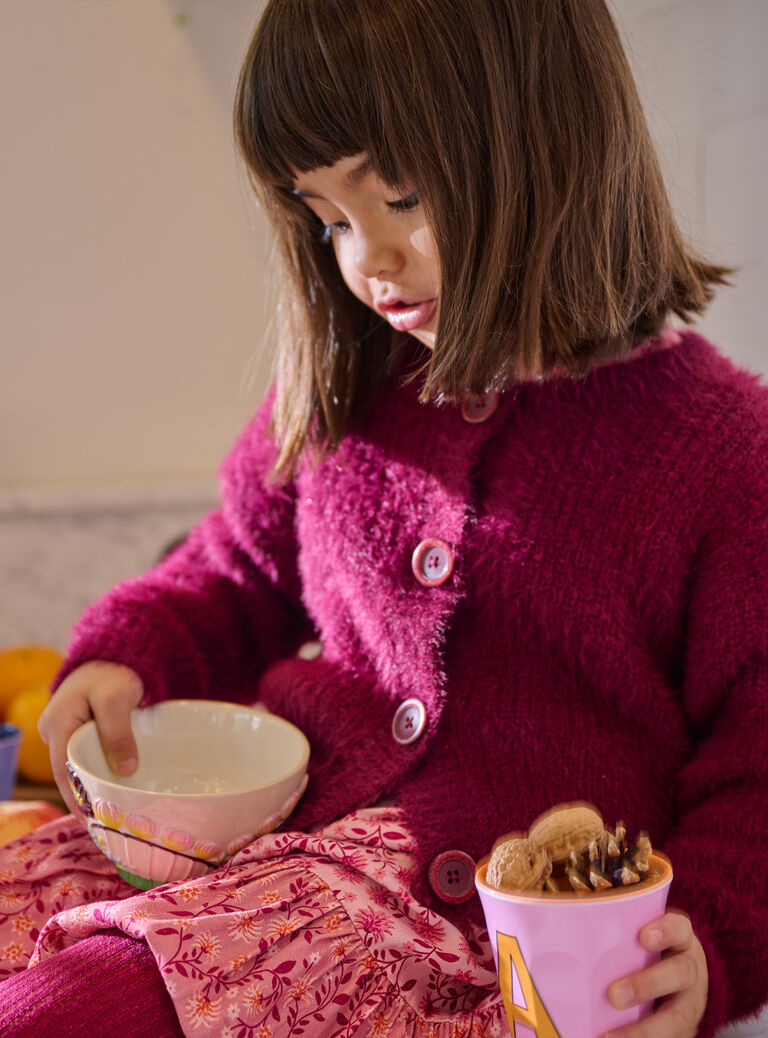 Cardigan prune à paillettes fille