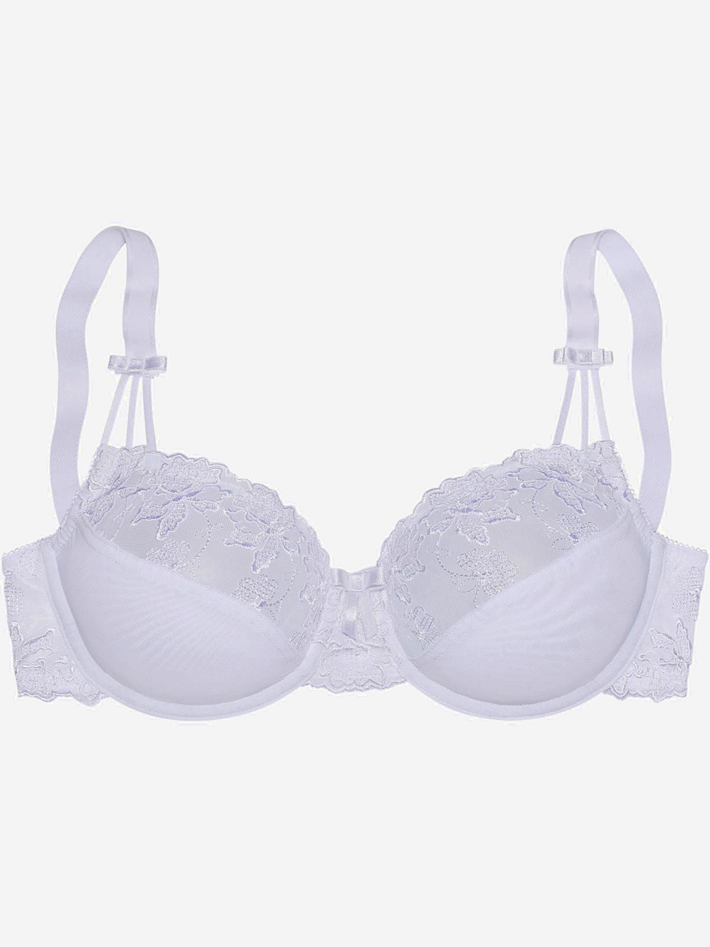 Soutien-gorge à armatures et dentelle brodée sur le haut et les côtés des bonnets