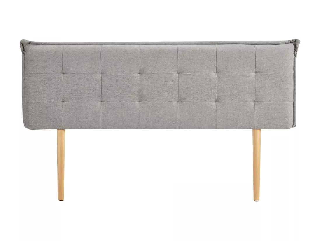 Tête de lit ZELOX 160 capitonnée, En tissu rembourré, Pieds en bois, Design élégant, Pour lits 160 cm, Gris