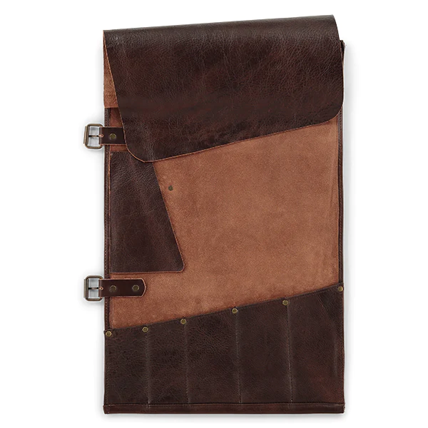 Trousse à couteaux artisanale en cuir 5 emplacements chocolat Witloft