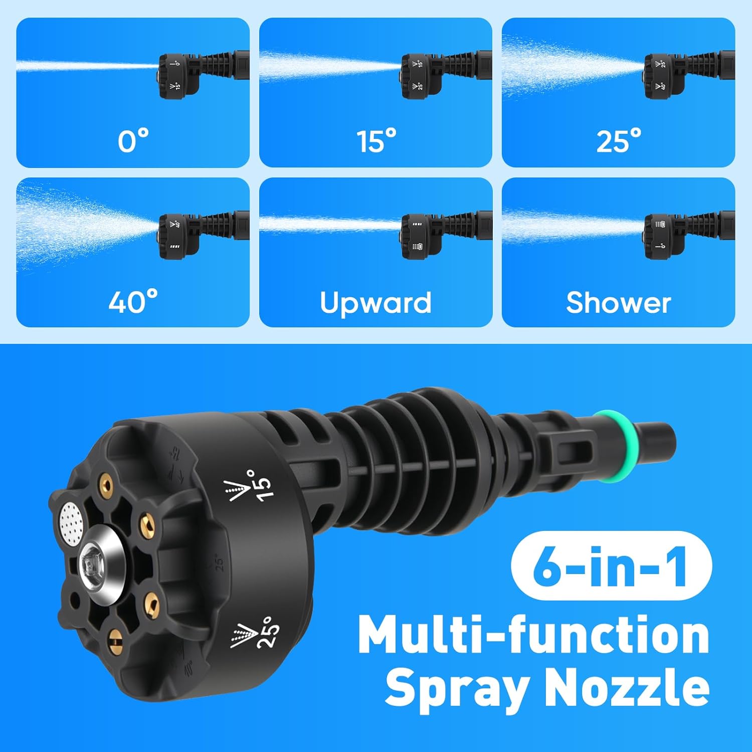 MYPIN Upgraded LCD Display Tragbarer kabelloser Hochdruckreiniger, 725 PSI 21V 2 Batterien Wiederaufladbarer Akku Druckreiniger, 6-in-1 Düse für Auto Boden Wand Zaun Reinigung