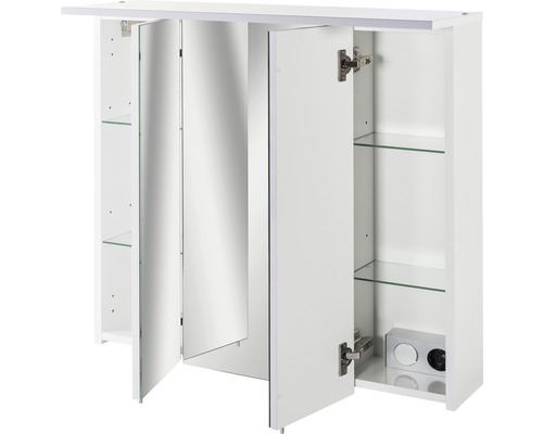Spiegelkast Möbelpartner Profil 70,5 x 16 x 72,3 cm wit 3-deurs