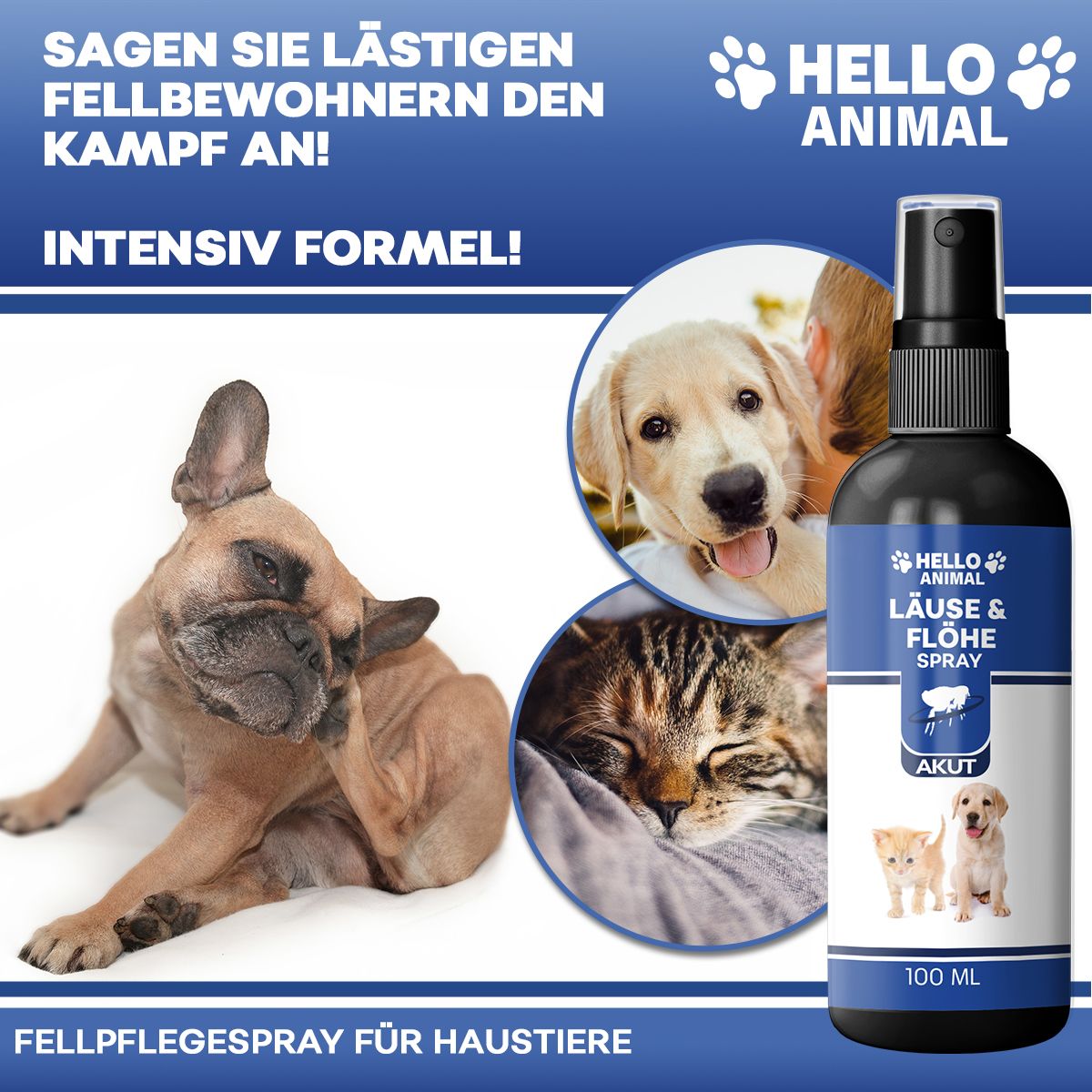 Hello Animal® | Läuse & Flöhe Spray für Hund & Katze