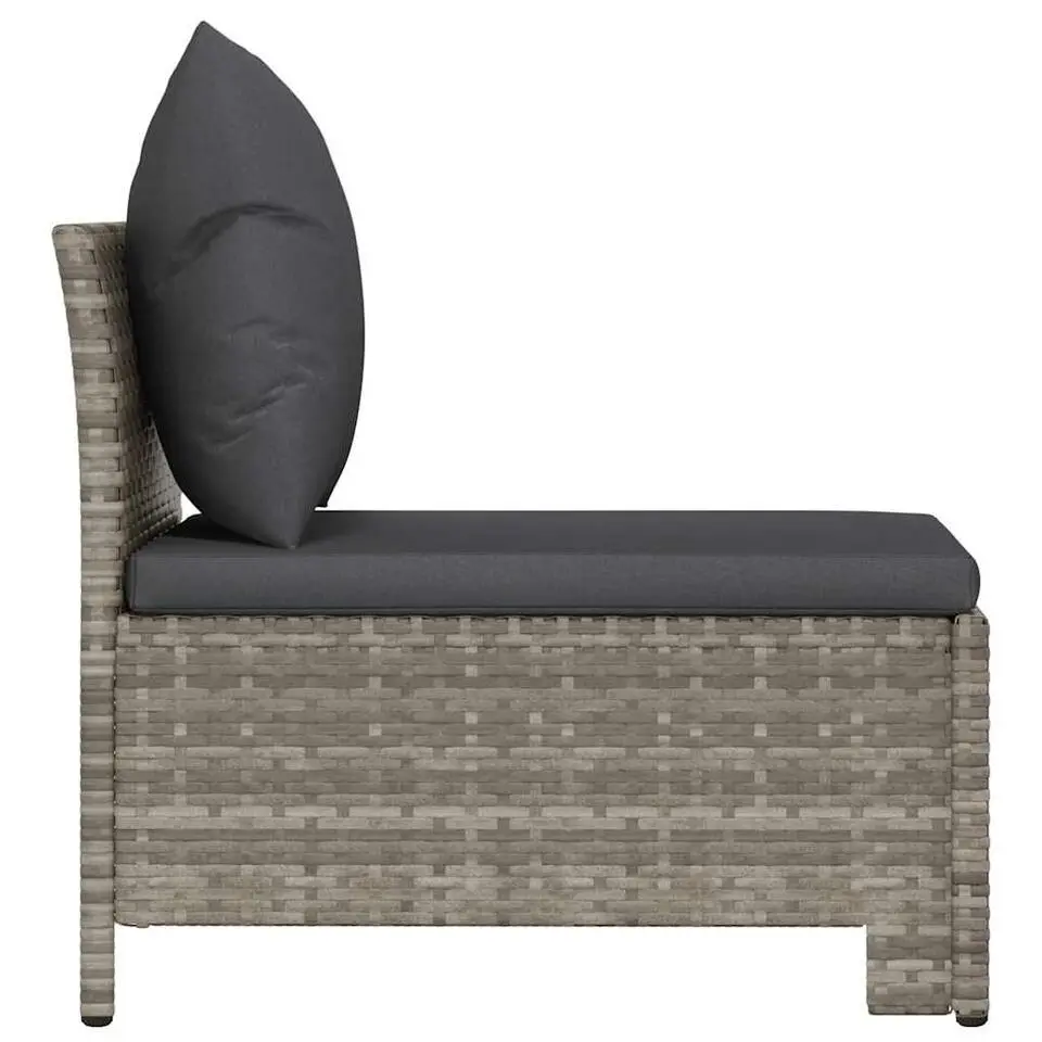 vidaXL - Tuinbank - Grijs - Poly rattan - Met kussens