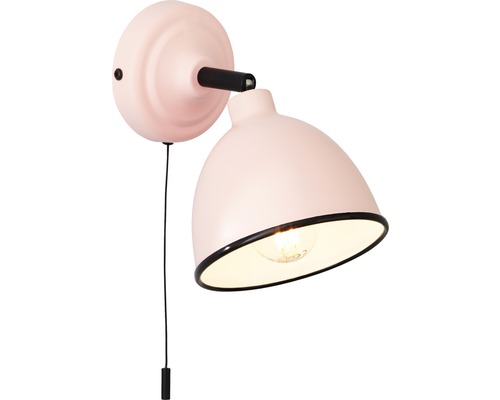 Wandlamp, 1-lichts, H 12,5 cm, Telio roze met trekschakelaar