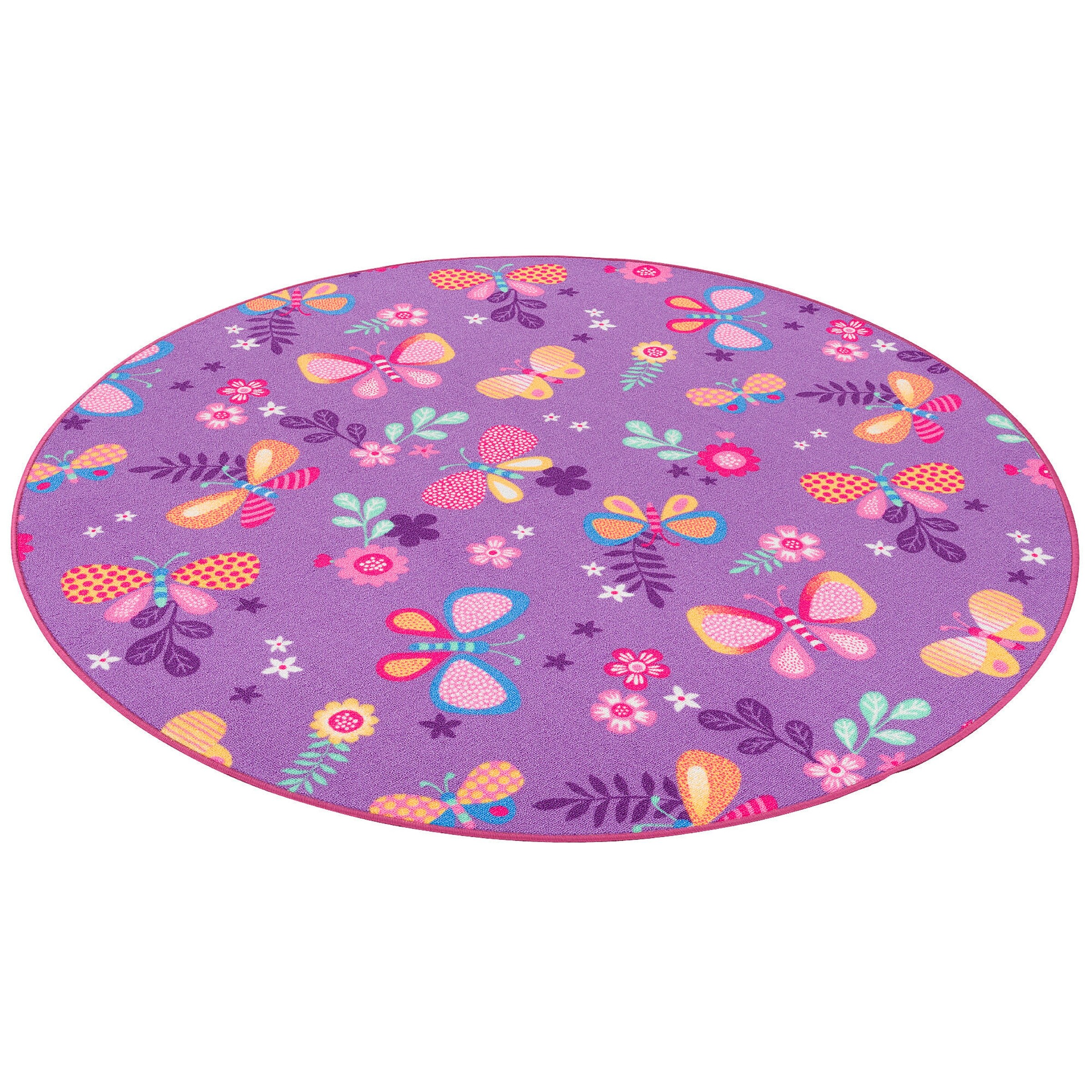 Snapstyle Kinder Spiel Teppich Schmetterling Rund Lila