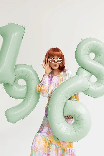 9 Jaar Cijfer Ballon Mintgroen Leeg 72cm