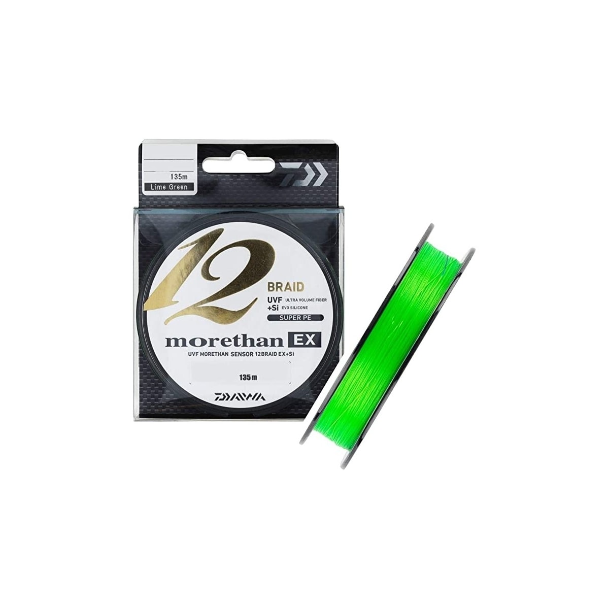 Flettet fiskesnøre Daiwa Morethan 12 Braid EX+SI 0,16mm 135m limegrønn