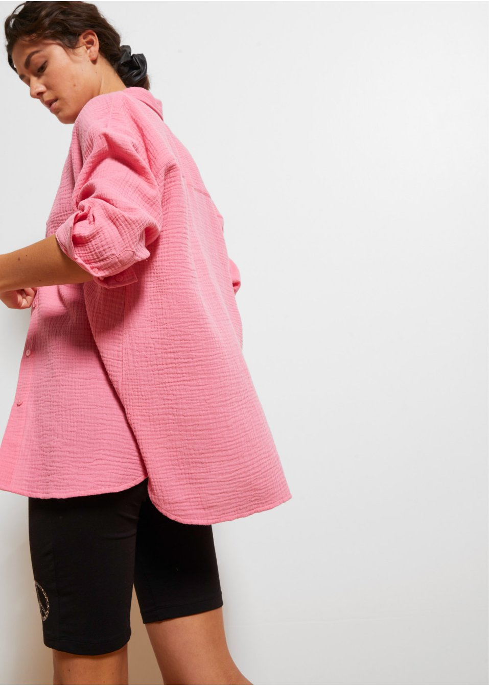 Chemisier oversized long en mousseline