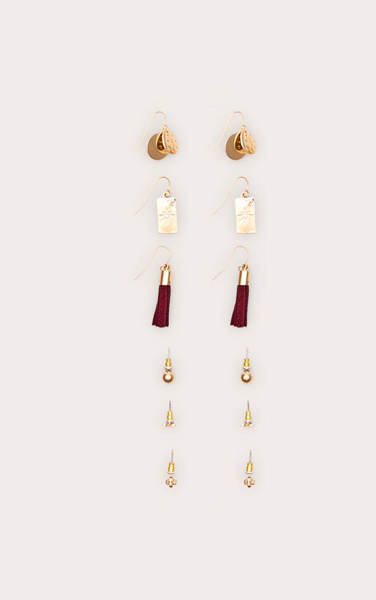 Doré Lot De Boucles D'oreilles Assorties Drapées Et Synthétiqueces