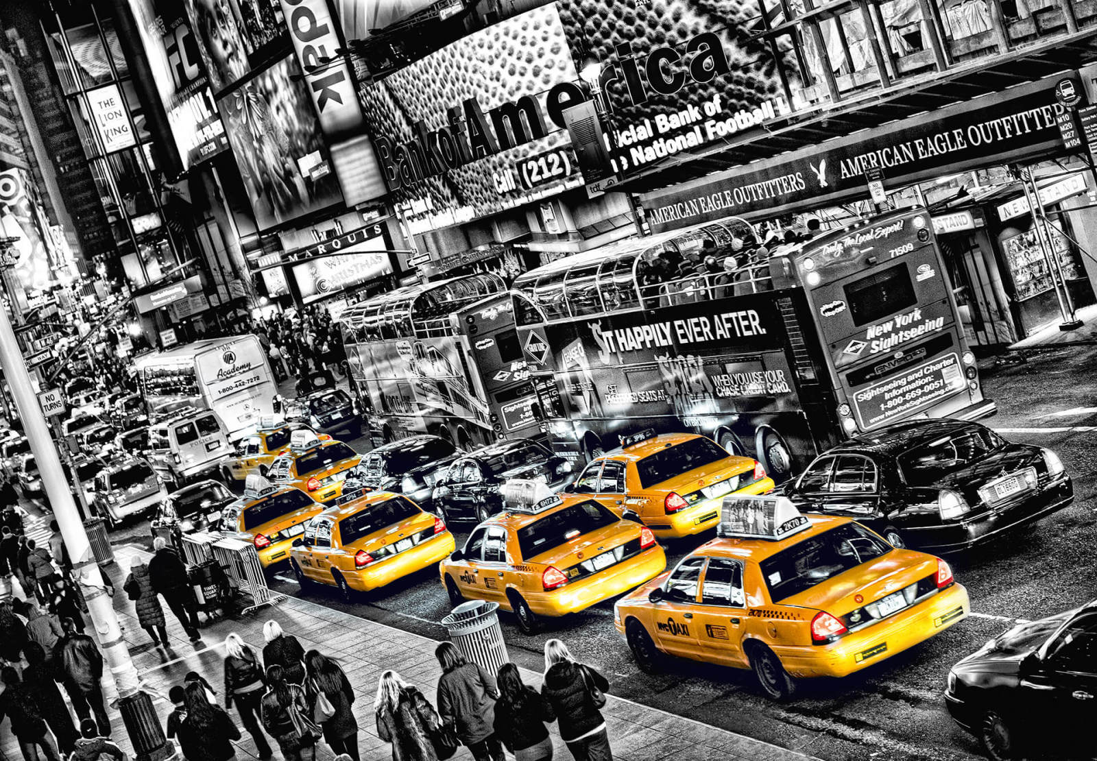 Fototapete DESIGNWALLS 2.0 - gelb-schwarz - New York - 2,5 Meter