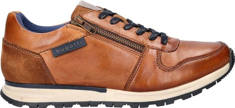 Bugatti - Lage Sneakers - Heren - Zwart - Leer - Uitneembaar Voetbed
