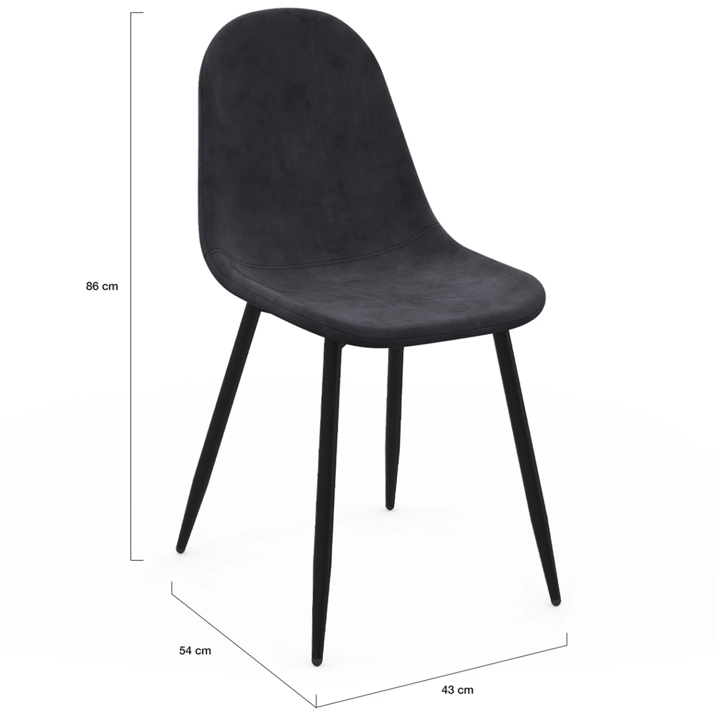 Lot de 6 chaises DALI en velours gris foncé pour salle à manger