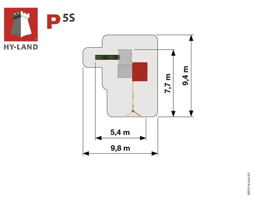 Hyland Project 5S houten speeltoren met zandbak, dubbele schommel, glijbaan, groen