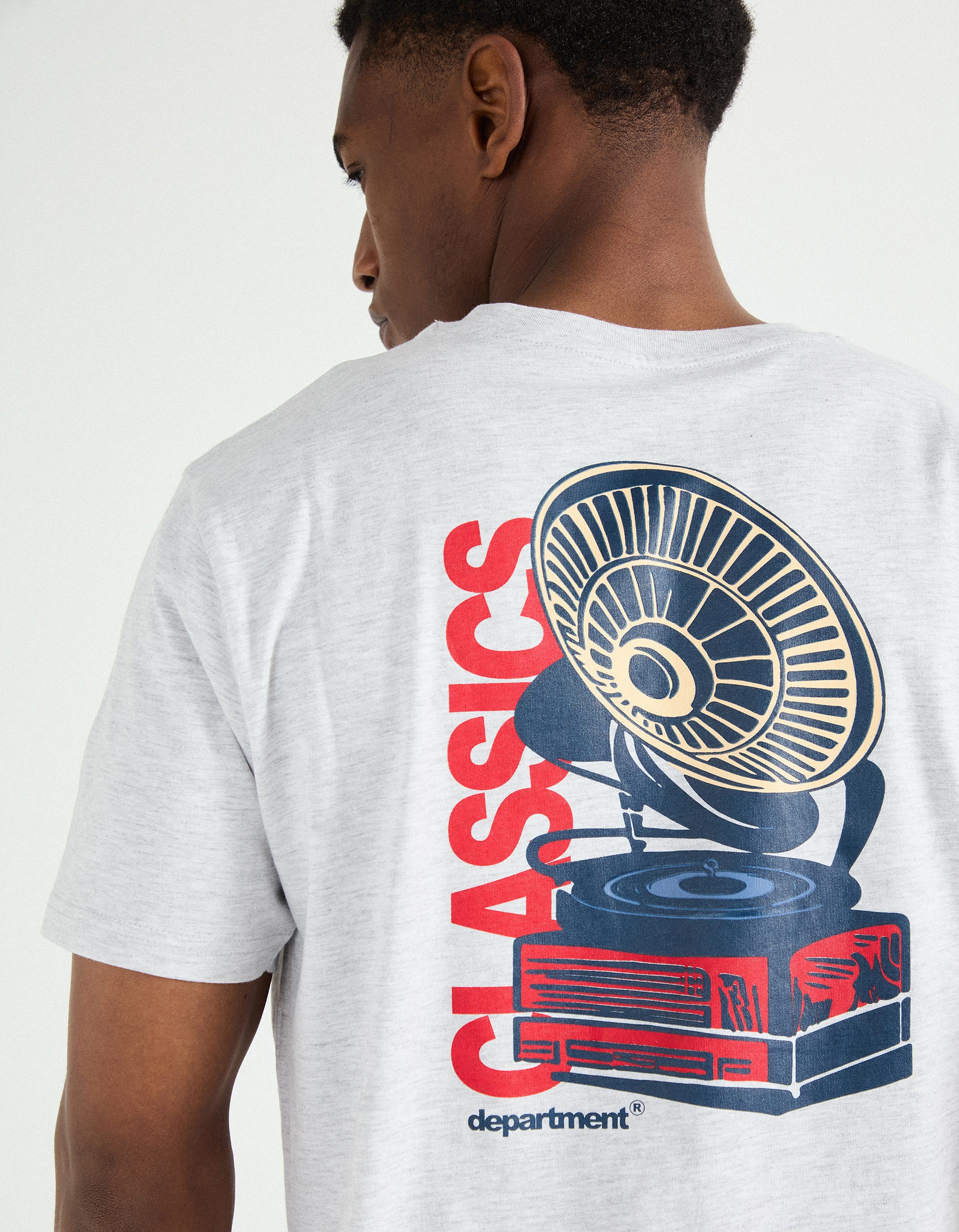 T-shirt Jersey Print, Homem, Cinzento Claro
