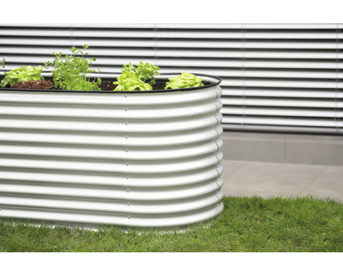 Klassieke ovale verhoogde tuinbak WESTMANN 160 x 80 x 82 cm zilver