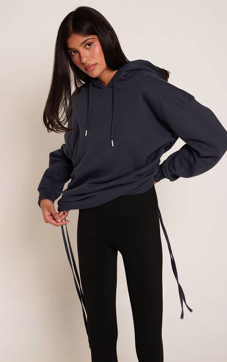Bleu Marine Sweat À Casynthétiqueche Oversize Avec Fronces Latérales