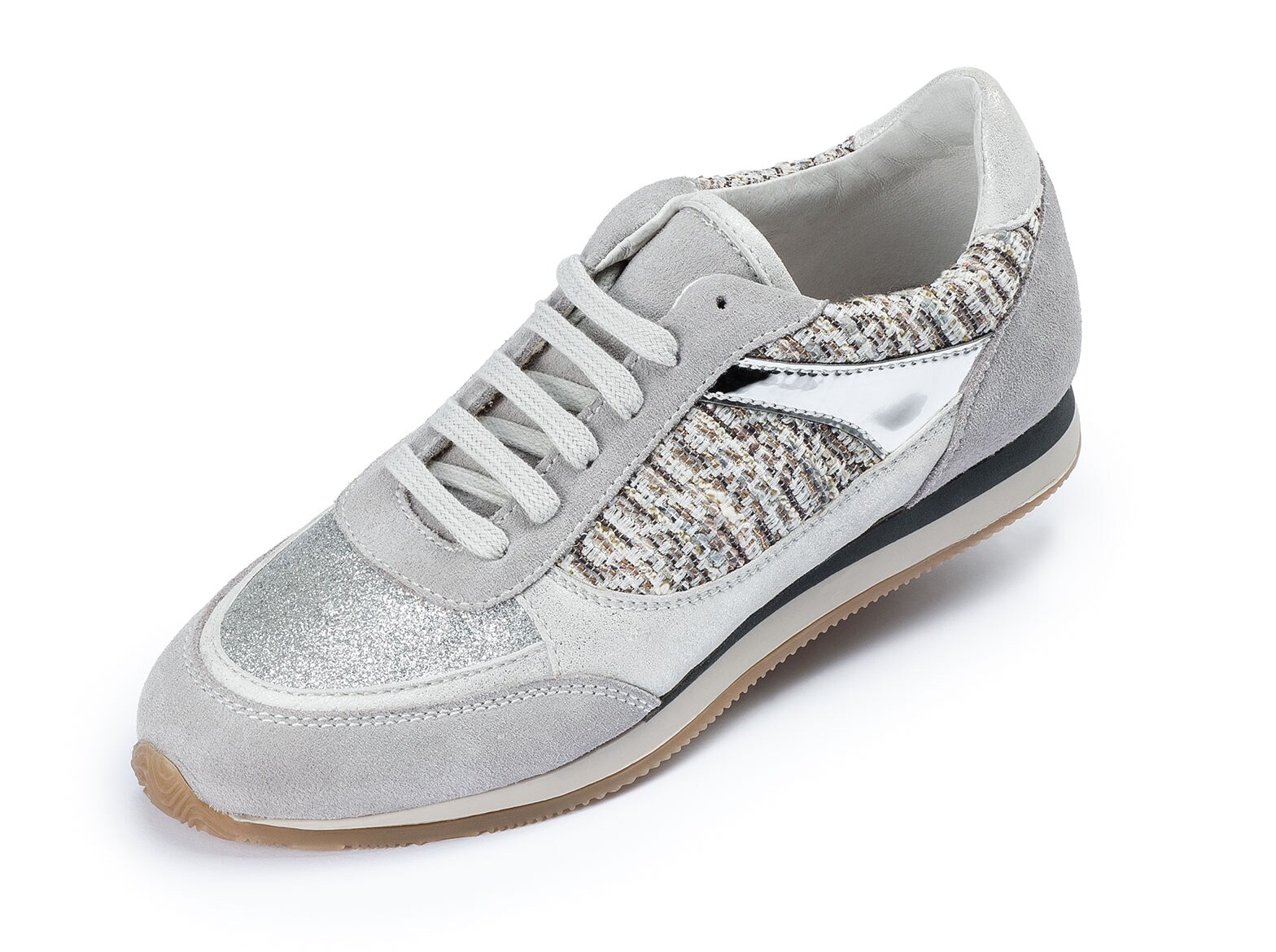 Damen Casual Sneaker Freizeitschuhe- grau/silber