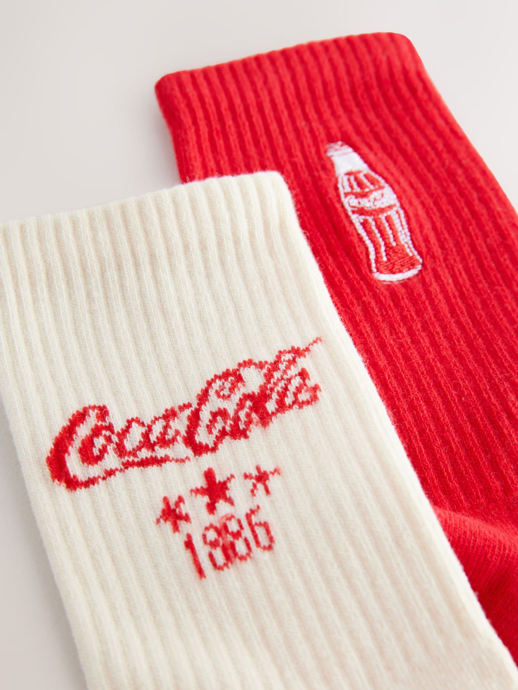 Coca-Cola - 2 Paar geborduurde geribbelde sportsokken met verzachte onderkant