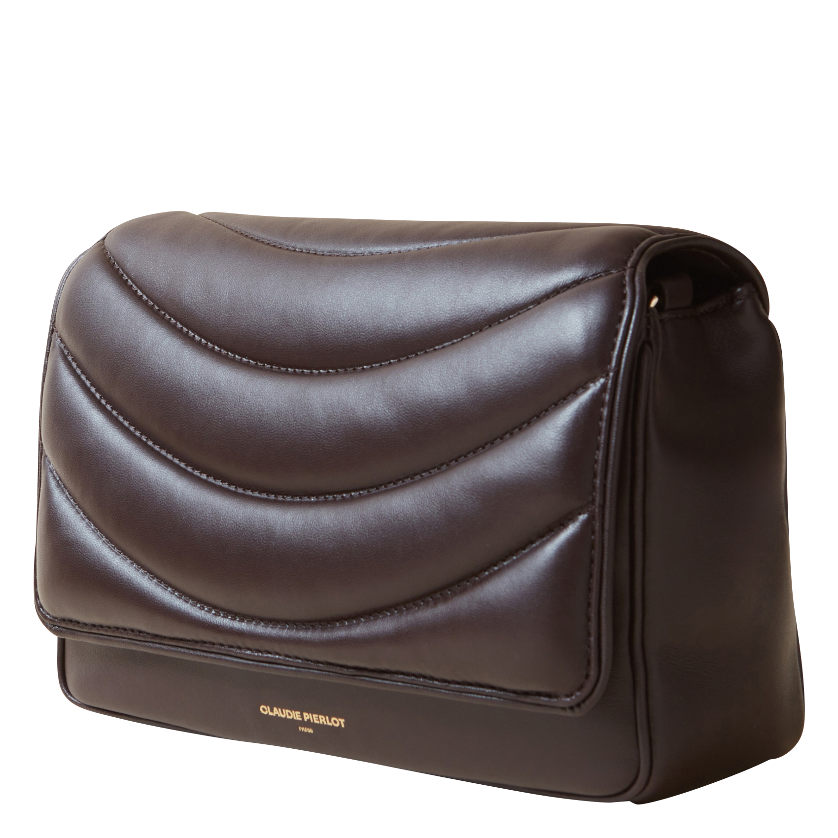 Sac bandoulière en cuir matelassé| Marron