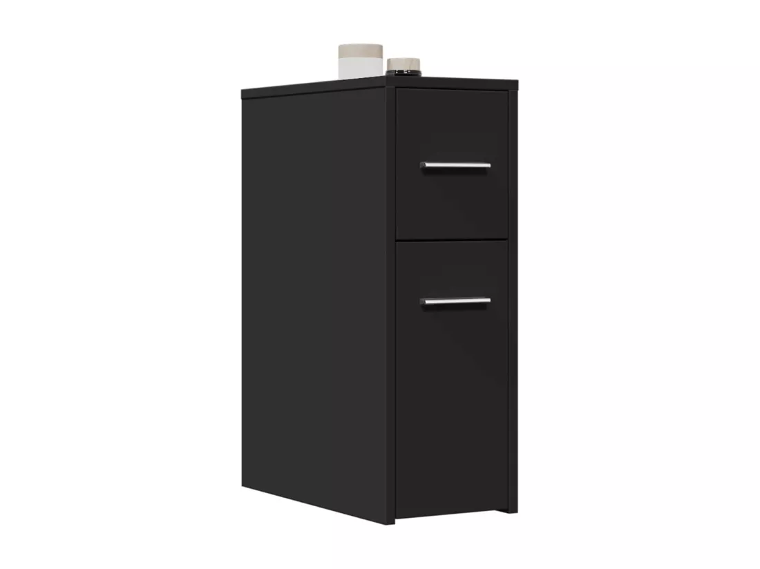 Armoire de salle de bain étroite avec roulettes noir