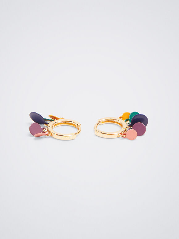 Brincos de argola com esmalte - Multicor