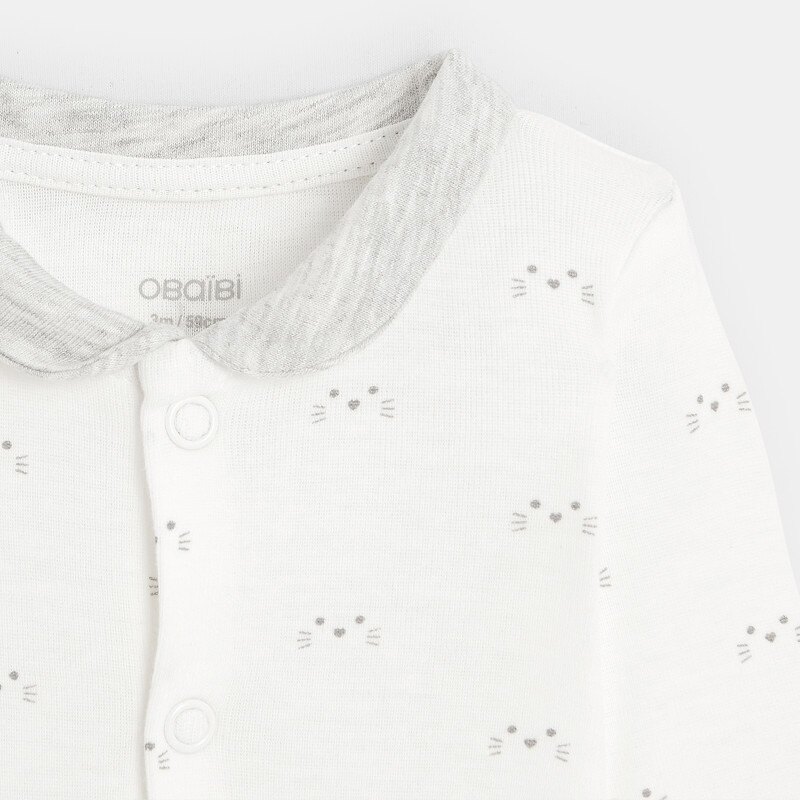 Body coton bio pressionné imprimé chats blanc naissance Blanc
