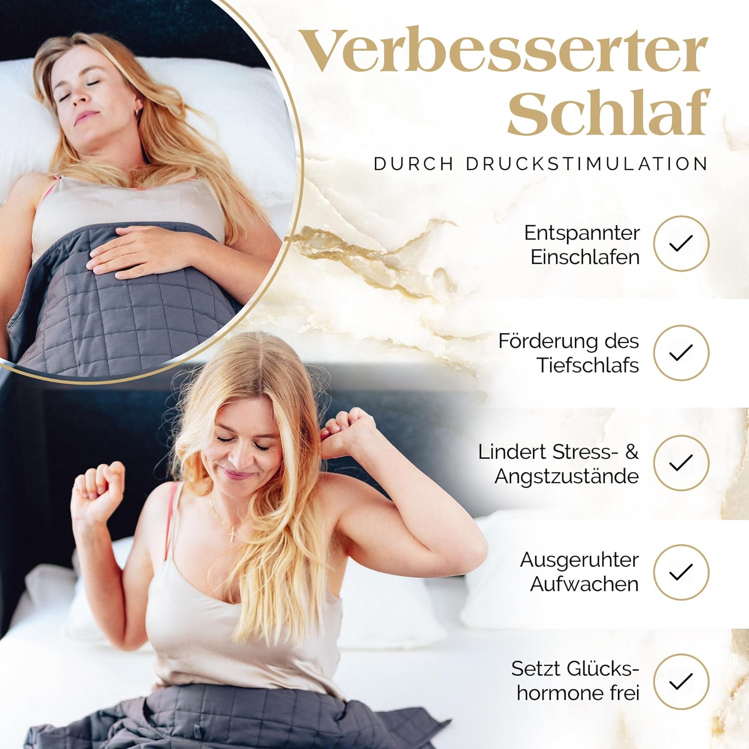 Akroma Premium Gewichtsdecke 155x220cm 6KG – Anti Stress Therapiedecke - Schwere Bettdecke zum Besser schlafen – Entspannungsdecke gegen Schlafstörung - 100% Baumwolle (OekoTex) - Weighted Blanket