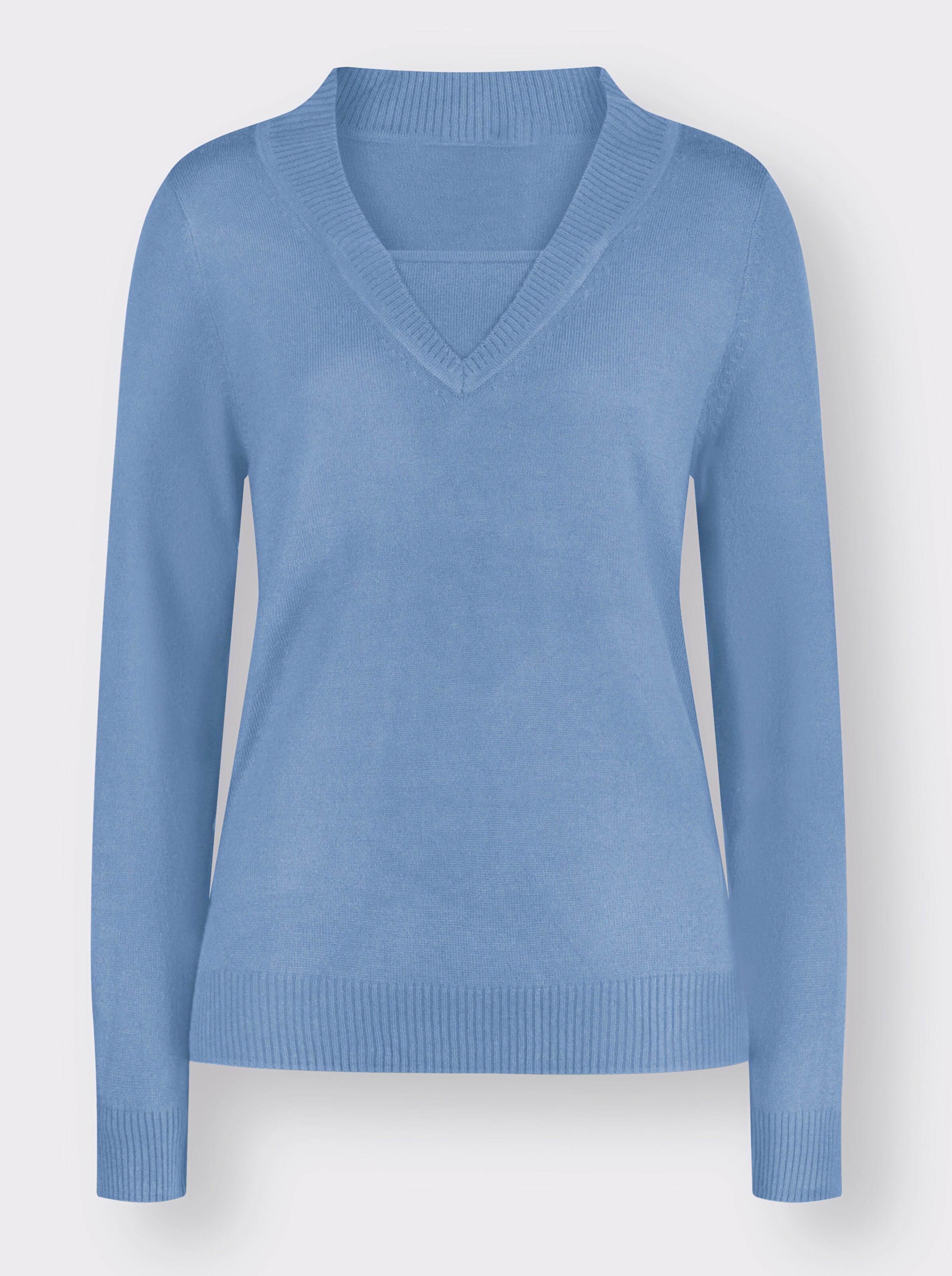 2-in-1-Pullover mit V-Ausschnitt, weich