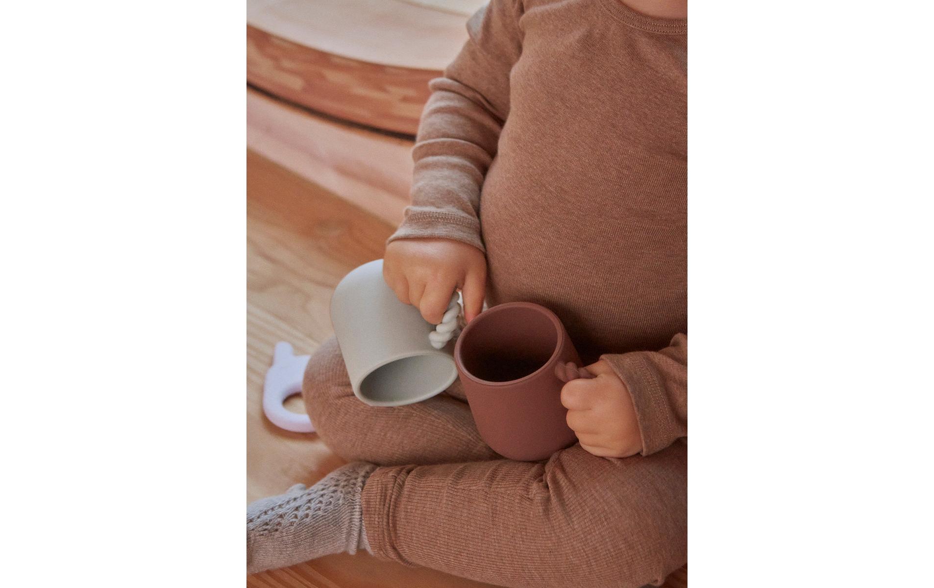 Kindertasse Mellow 2 Stück, Grau/ChokoKinderbecher aus Silikon