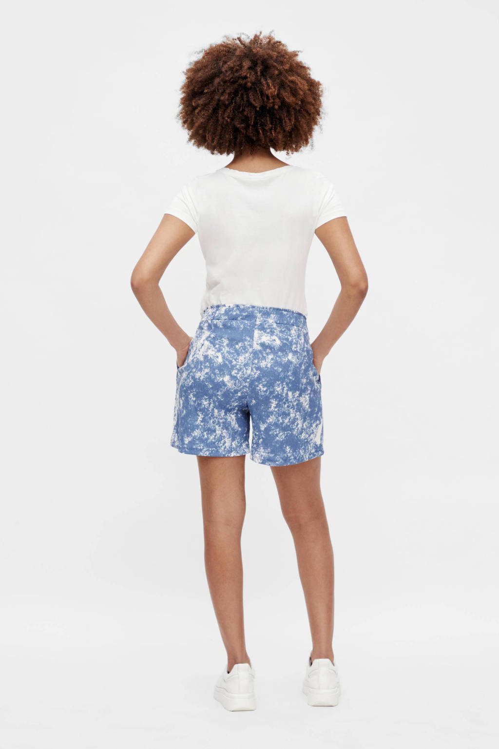 MAMALICIOUS tie-dye regular fit short blauw/wit