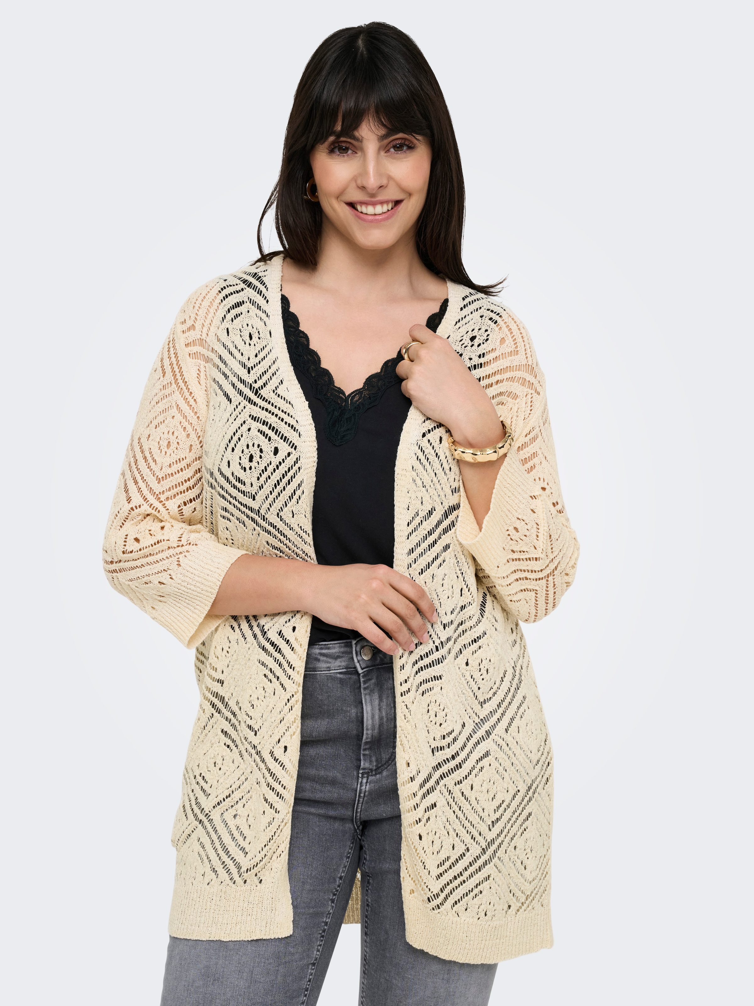ONLY CARMAKOMA Strickjacke »CARWISTY 3/4 SL OPEN CARDIGAN KNT«