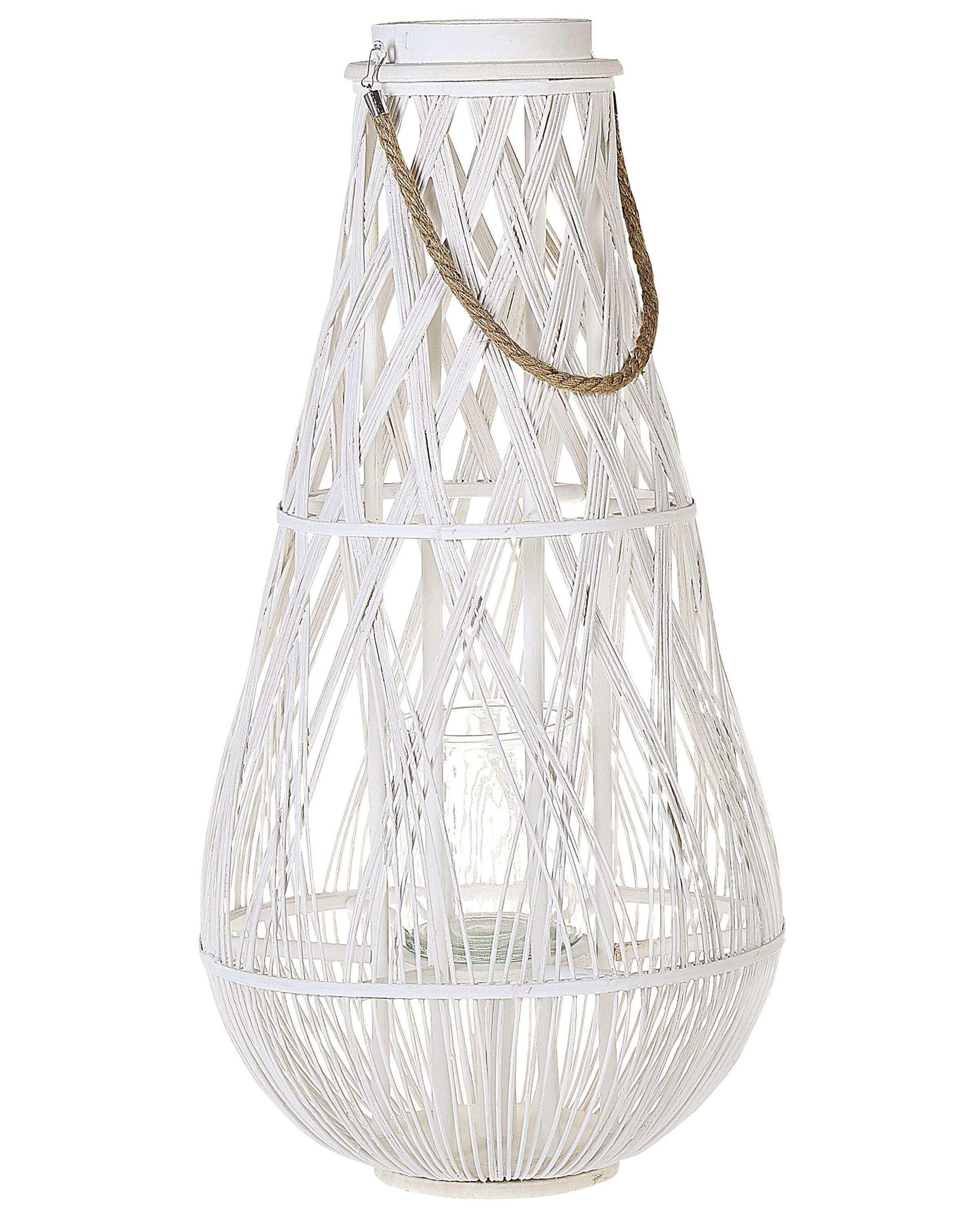 Lantaarn TONGA Bamboehout 77 cm Wit