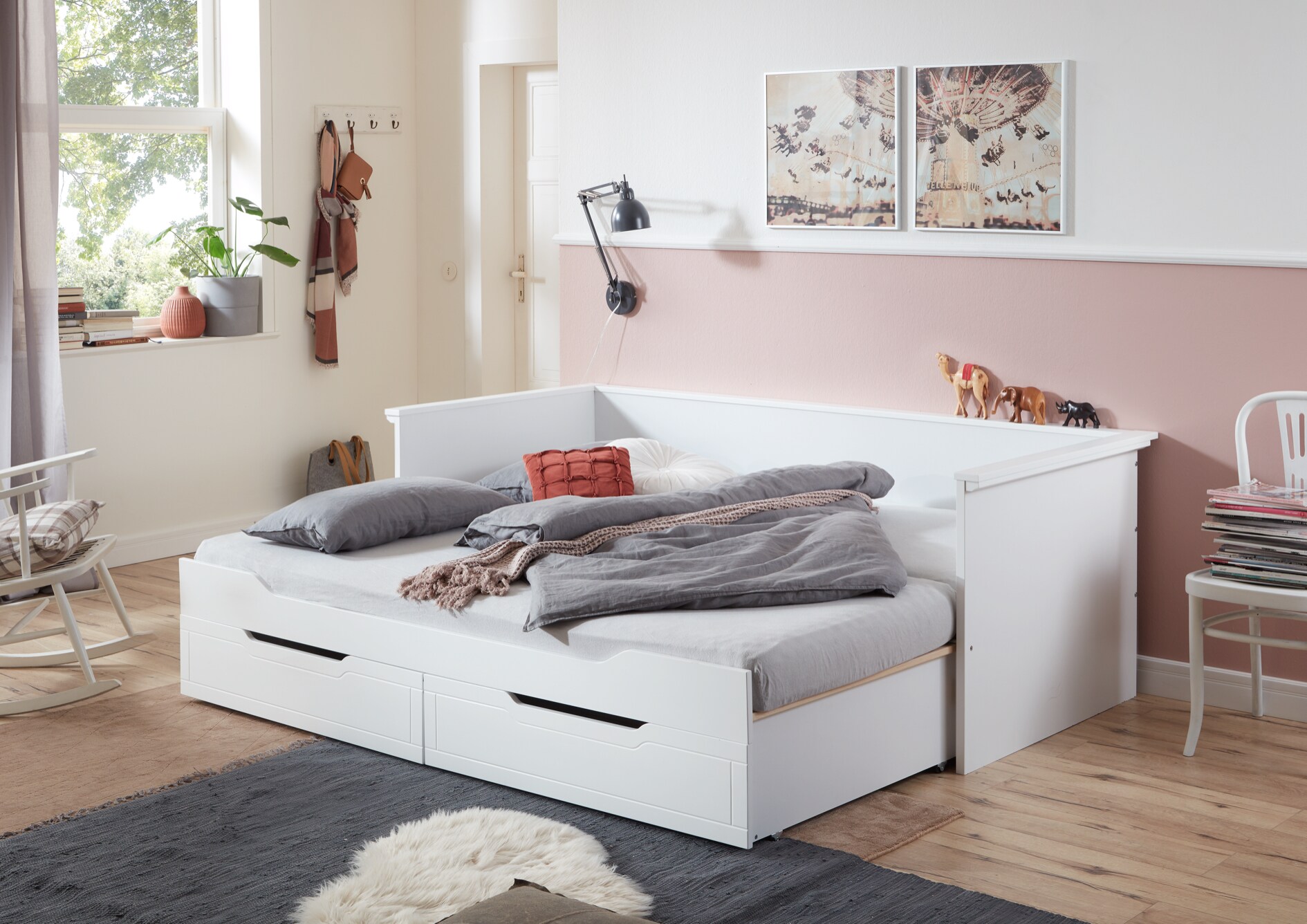 Relita - Funktionsbett Lina 90x 200 auf 180 x 200 cm Liegefläche ausziehbar u. 2 Schubladen