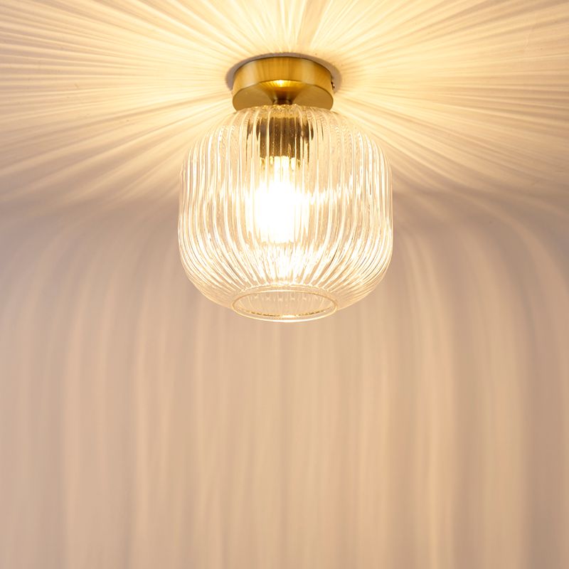 Art Deco plafondlamp messing met helder glas - Karel