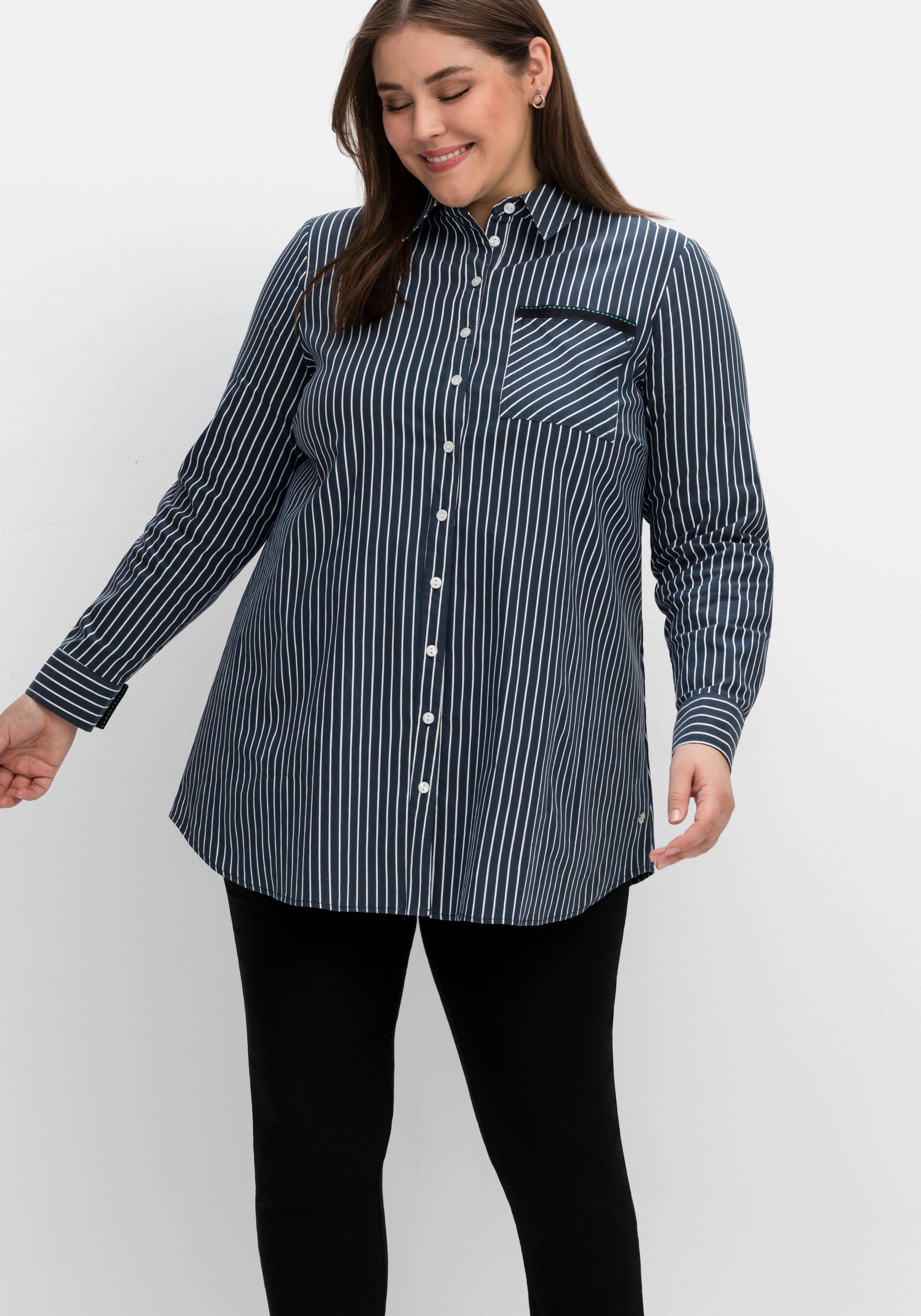 Gestreifte Longbluse in ausgestellter Form