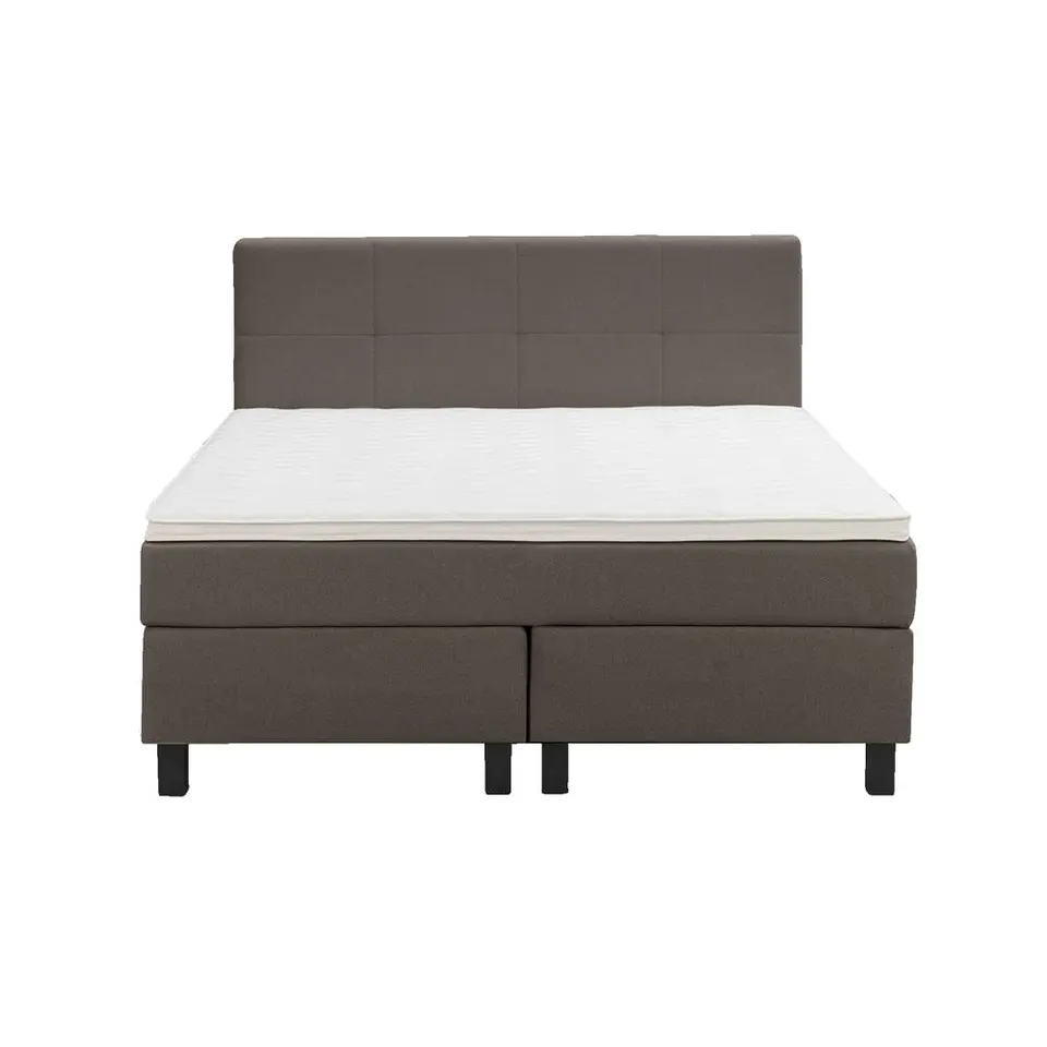 Boxspring Liv geblokt - donkerbruin - 140x200 cm - vierkante poot