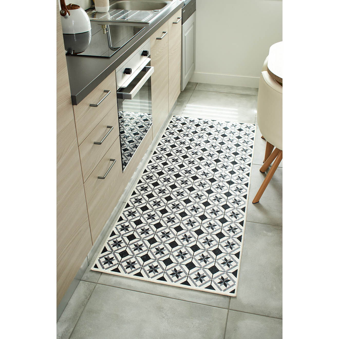 Nazar Rugs Tapis Azulejo 754 noir - 70x180 cm