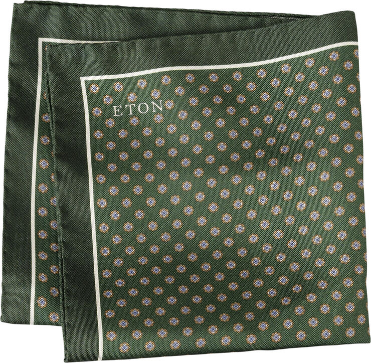 ETON Mid Green Four-Side Silk Pocket Square Grøn