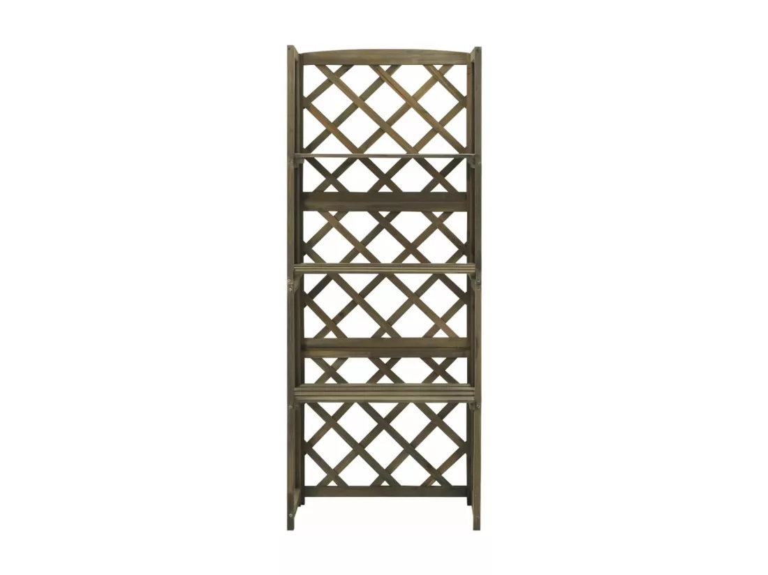 Treillis avec étagères Gris 55x30x140 cm Bois de sapin massif