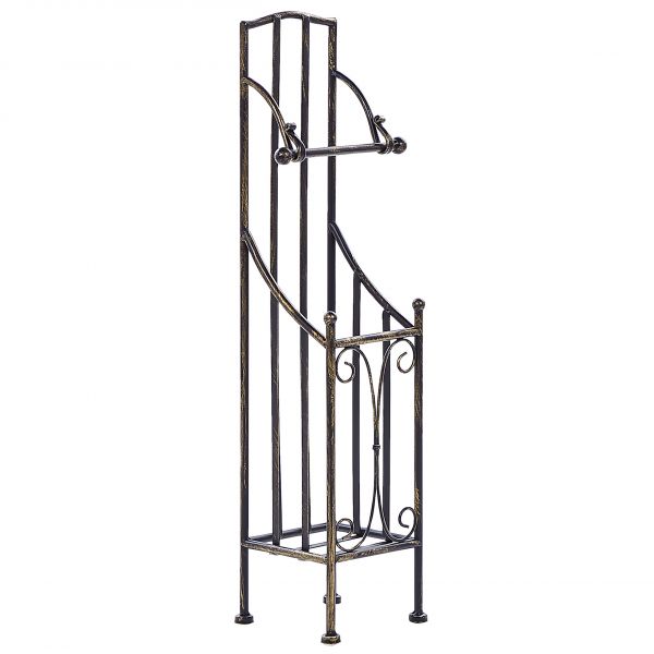 Beliani Suporte de Papel Higiénico Metal Aspeto Envelhecido Preto 68 cm com Armazenamento Acessórios para Casa de Banho Design Vintage