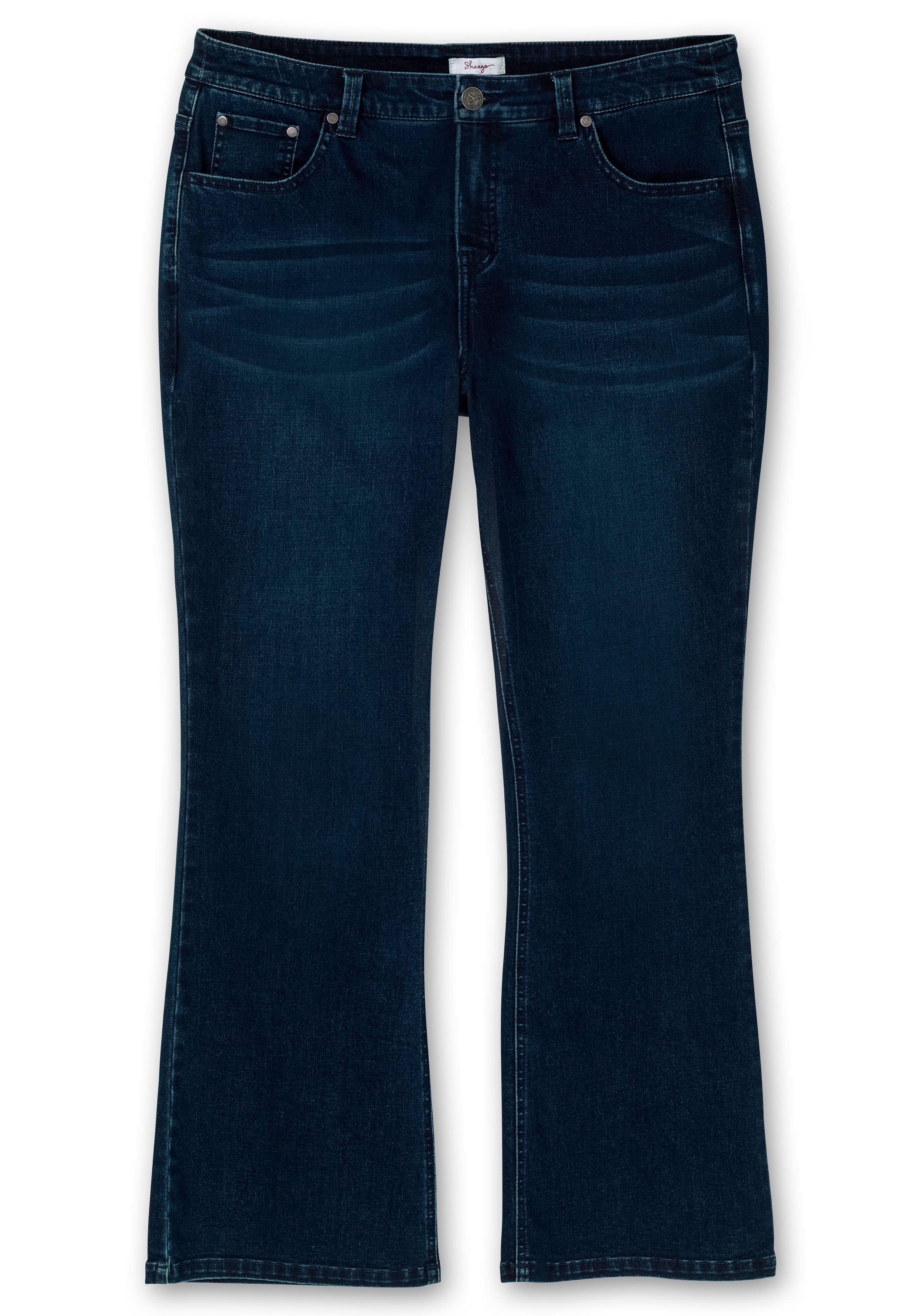 Bootcut-Jeans mit Catfaces und Shaping-Einsatz