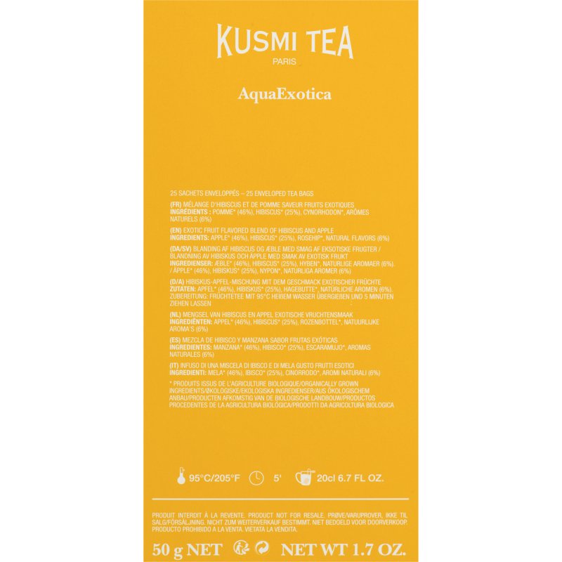 Infusion AquaExotica Bio Kusmi Tea - Boîte de 25 sachets