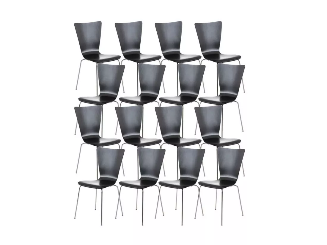 Lot de 16 Chaise de conférence - Bois & Nature - Noir - Aaron