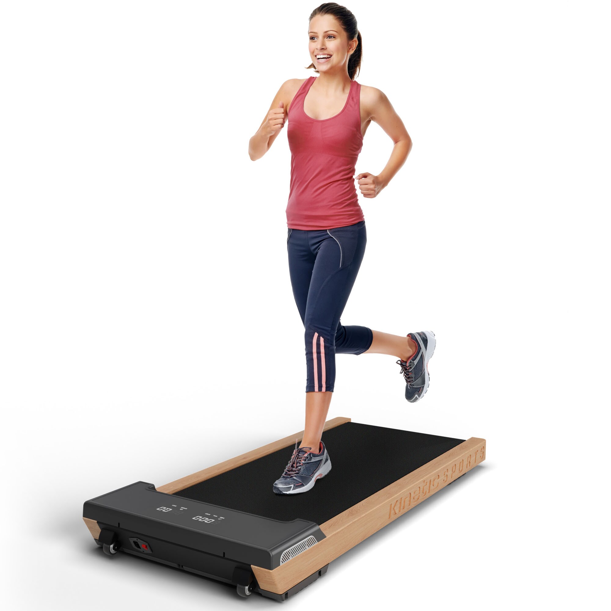 KINETIC SPORTS Laufband für Schreibtisch DW6 Walking Pad – Design-Laufband mit Echtholz, 42 cm Lauffläche, LED Display, Bluetooth Lautsprecher, Under Desk Treadmill für Zuhause und Büro, bis 120 kg | Standard