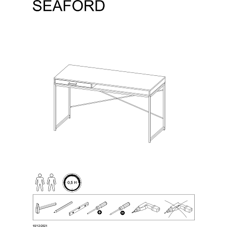 Seaford skrivebord - egetræslook og sort