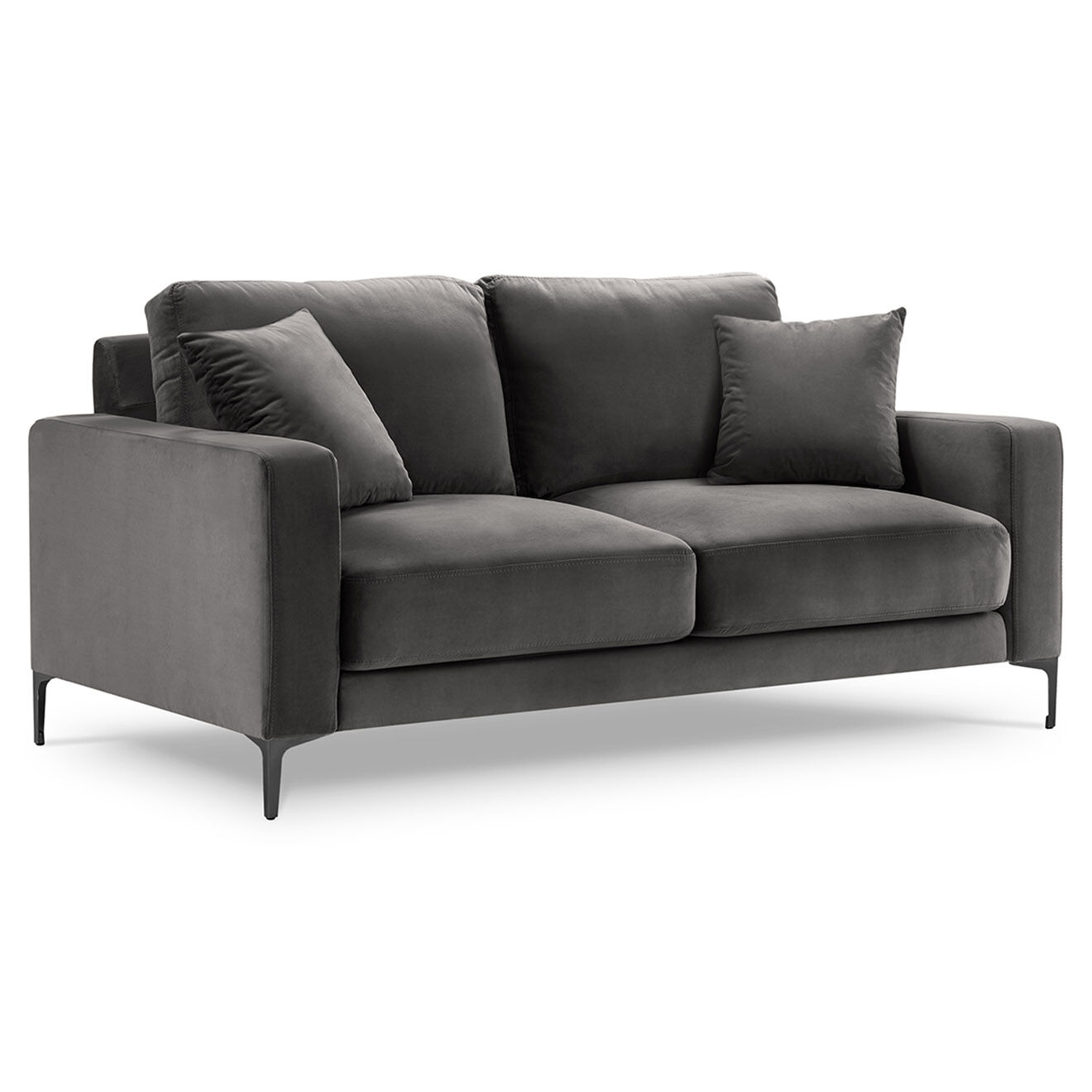 Mazzini Sofas Canapé Velours Venus 2 Places gris - 158x92x90 cm